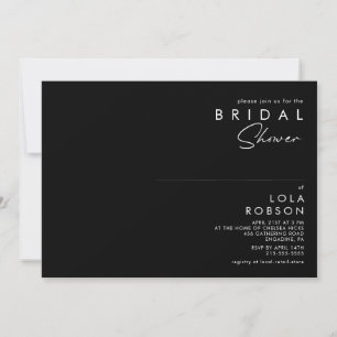 Modern Minimalist   Black horizontal Bridal Shower Invitation