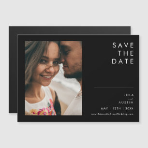Modern Minimalist Black Horizontal Save The Date Magnetic Invitation