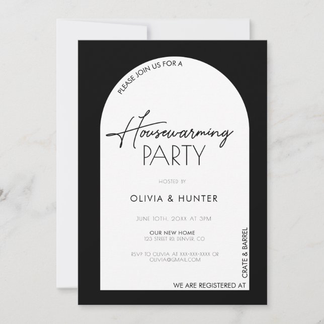 Modern Minimalist Black Housewarming Invitation (Front)