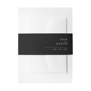 Modern Minimalist Black Invitation Belly Band