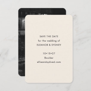 Modern Minimalist Black Ivory Wedding Photo Save The Date