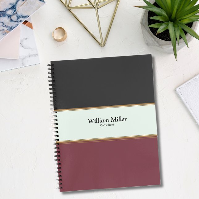 Modern Minimalist Black Maroon Stripes Notebook (Creator Uploaded)
