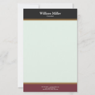 Modern Minimalist Black Maroon Stripes Stationery