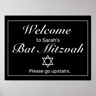 Modern Minimalist Black Mitzvah Welcome Sign