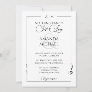 Modern Minimalist Black Monochrome Wedding Invitation