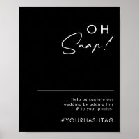 Modern Minimalist | Black Oh Snap Wedding Hashtag