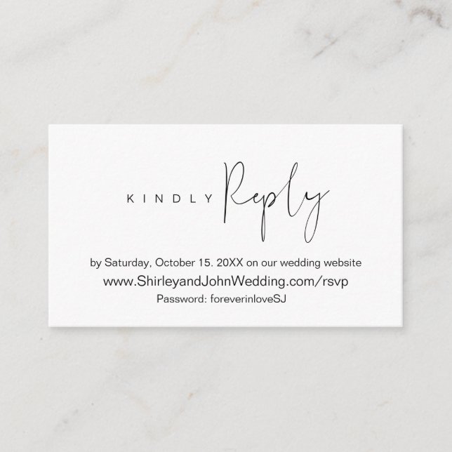 Modern Minimalist, Black, Online Website RSVP Enclosure Card (Front)