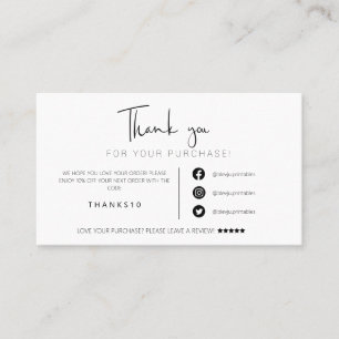 Modern minimalist black  order thank you  business business card