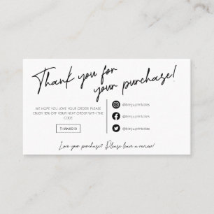 Modern minimalist black  order thank you  business card