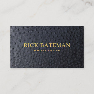 Modern Minimalist Black Ostrich Leather Business Card