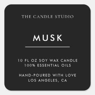 Modern Minimalist Black Packaging Candle Cosmetics Square Sticker