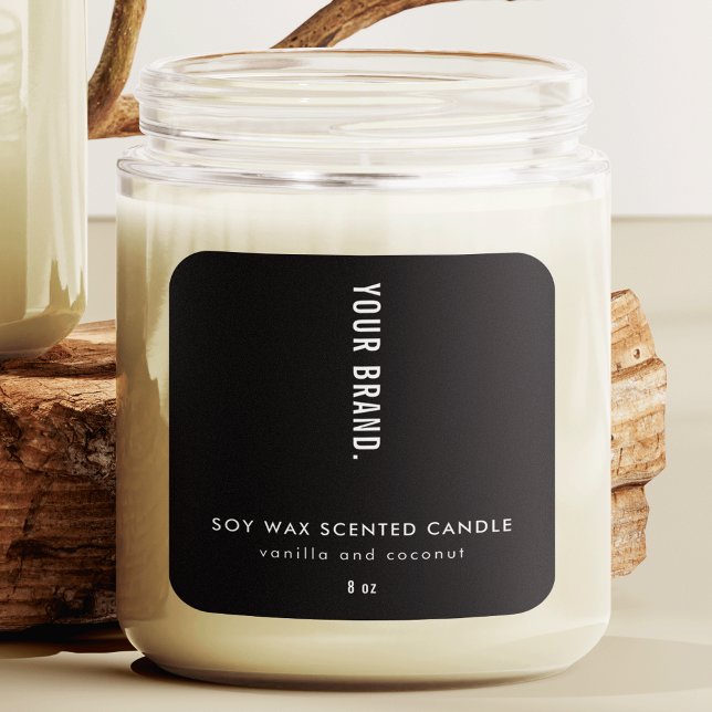 Modern Minimalist Black Packaging Candle Jar Label (Modern Minimalist Black Packaging Candle Jar Label with fully editable text and colors)
