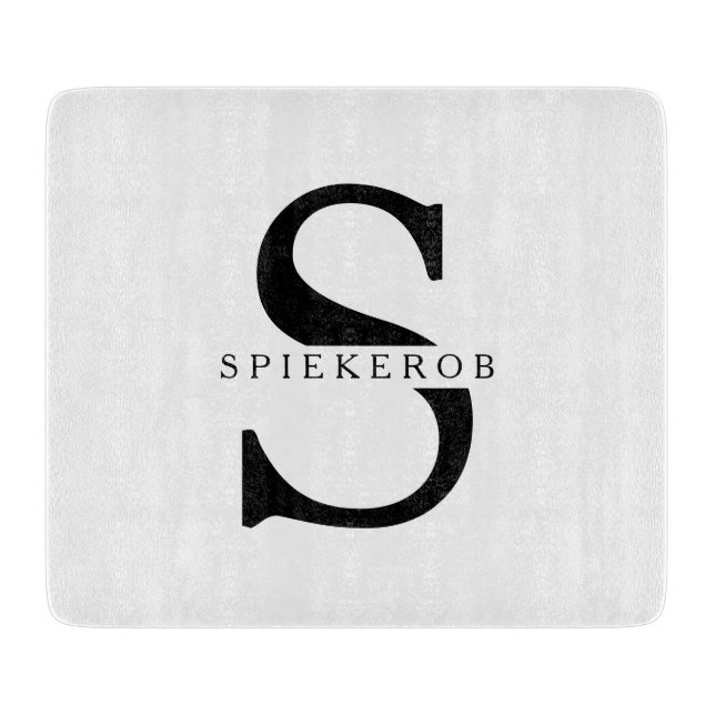 Modern Minimalist Black Personalised Name Cutting Board (Front)