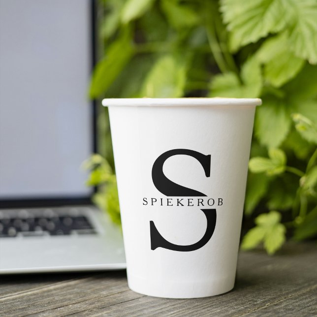 Modern Minimalist Black Personalised Name Paper Cups (Creator Uploaded)