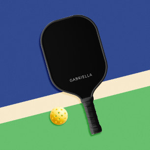 Modern Minimalist Black Personalised Name Pickleball Paddle