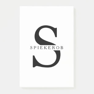Modern Minimalist Black Personalised Name Post-it Notes