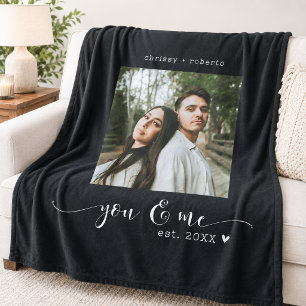 Modern Minimalist Black Photo Script Fleece Blanket