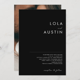 Modern Minimalist Black Photo Wedding Invitation