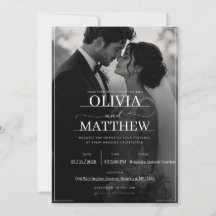 Modern Minimalist Black Photo Wedding InvitatioN