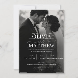 Modern Minimalist Black Photo Wedding InvitatioN