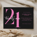 Modern Minimalist Black Pink 21st Birthday Invitation<br><div class="desc">Modern minimalist 21st birthday invitation featuring simple design with chic typography and elegant script.</div>