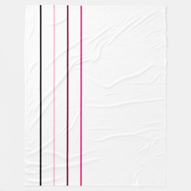 Modern Minimalist Black Pink Lines Fleece Blanket (Front)
