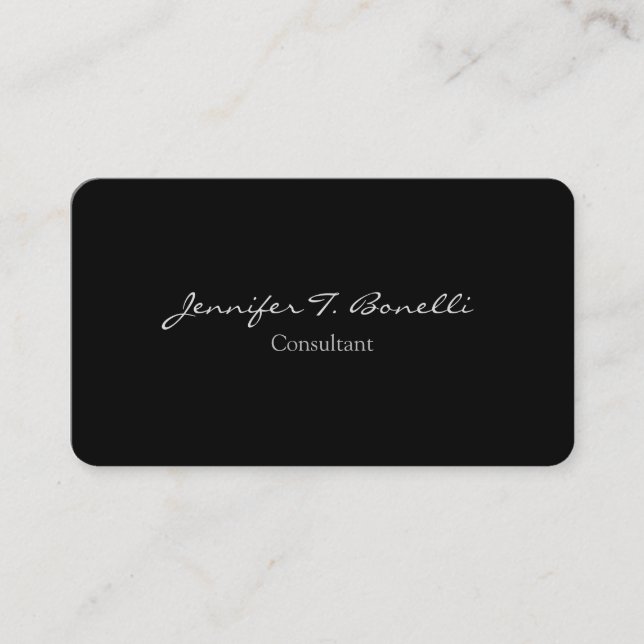 Modern Minimalist Black Professional Plain Unique Business Card (Front)
