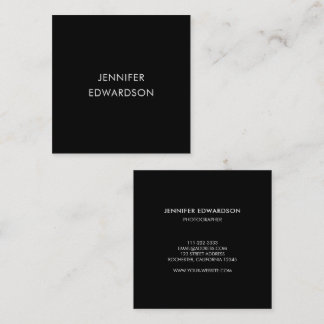 Modern minimalist black professional square business card