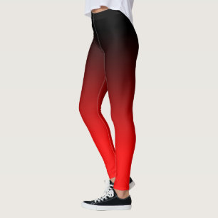 Modern Minimalist Black Red Gradient Leggings