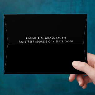 Modern Minimalist Black Return Address Envelope