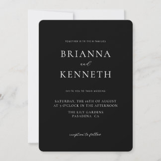 Modern Minimalist Black Rounded Corner Wedding Invitation