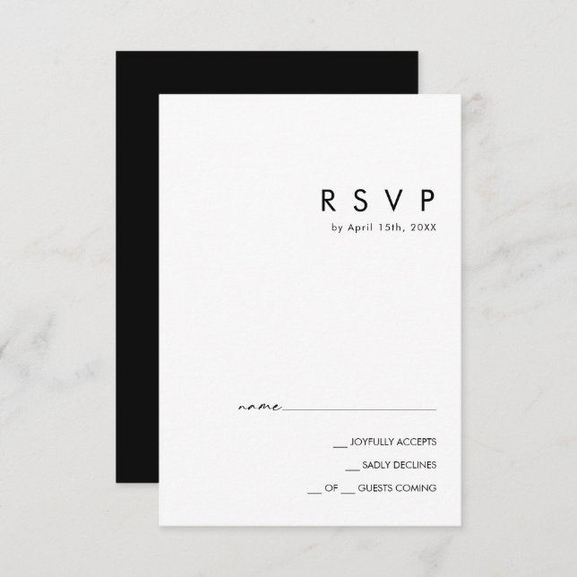 Modern Minimalist | Black RSVP Card (Front/Back)