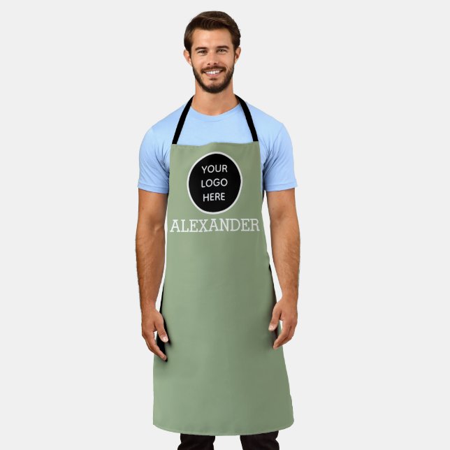 Modern Minimalist Black Sage Custom logo Modern Apron (Worn)