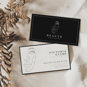 Modern Minimalist Black Salon Business Cards