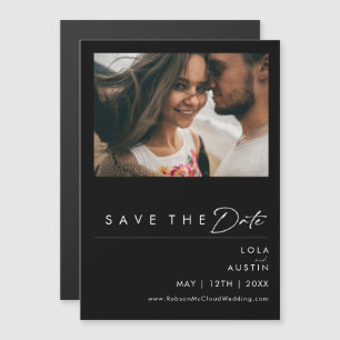 Modern Minimalist Black Save The Date Magnet