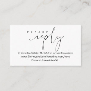 Modern Minimalist, Black Script, Online RSVP Enclosure Card