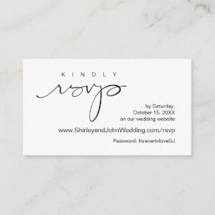 Modern Minimalist, Black Script, Online RSVP Enclosure Card
