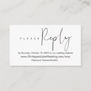 Modern Minimalist, Black Script, Online RSVP Enclosure Card