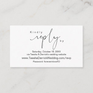 Modern Minimalist, Black Script, Online RSVP Enclosure Card