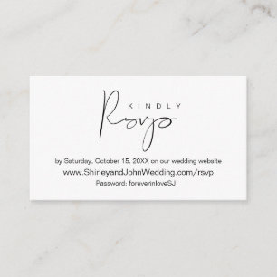 Modern Minimalist, Black Script, Online RSVP Enclosure Card