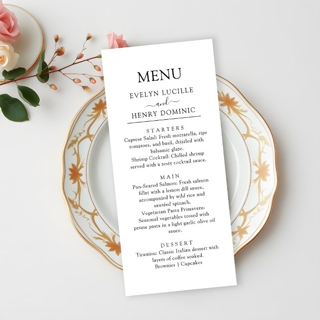 Modern Minimalist Black Script Wedding Dinner Menu (Creator Uploaded)
