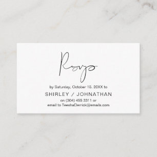 Modern Minimalist Black Script, Wedding RSVP Enclosure Card