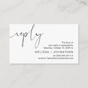 Modern Minimalist Black Script, Wedding RSVP Enclosure Card
