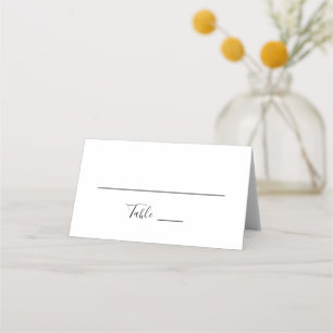Modern Minimalist Black Script Wedding Table Place Card