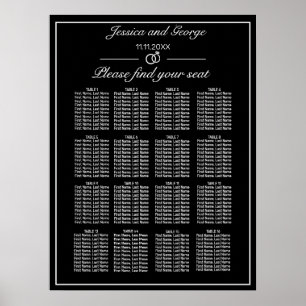 Modern Minimalist Black Seating Chart 16 Tables