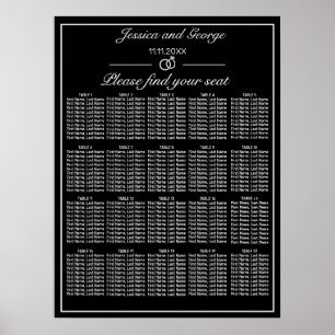 Modern Minimalist Black Seating Chart 20 Tables