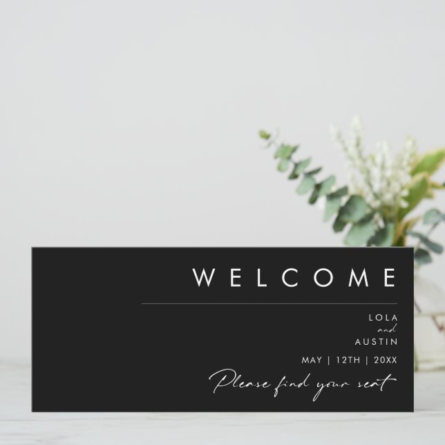 Modern Minimalist | Black Seating Chart Header (Standing Front)
