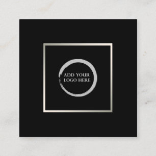 Modern minimalist black silver simple logo square  square business card