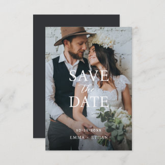 Modern Minimalist Black Tie Save The Date