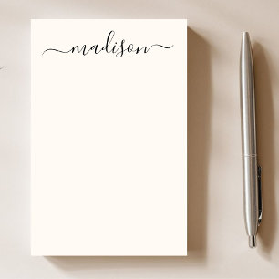 Modern Minimalist Black Typography Chic Name Post-it Notes